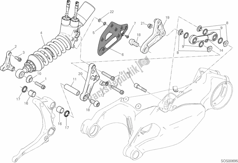 Tutte le parti per il Sospensione Posteriore del Ducati Superbike 1199 Panigale R 2013
